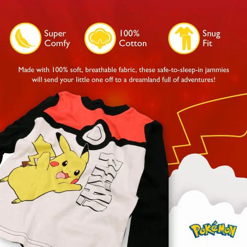 Vista 2 de Pokemon Boys' Big Snug-fit Pajamas