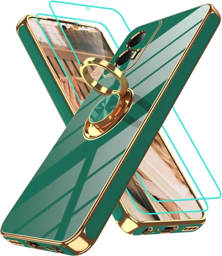 Vista 367 de Funda para Motorola Moto G 5G 2024: Funda Moto G Play 5G 2024 con 2 piezas de protectores de pantalla, soporte de anillo de rotación de 360°