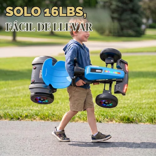 Vista 6 de Hikole Go Kart eléctrico de 12 V para niños a partir de 3 años, plegable Azul