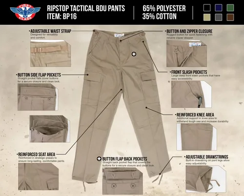 Vista 4 de First Class Pantalones tácticos Rip-Stop BDU para hombre
