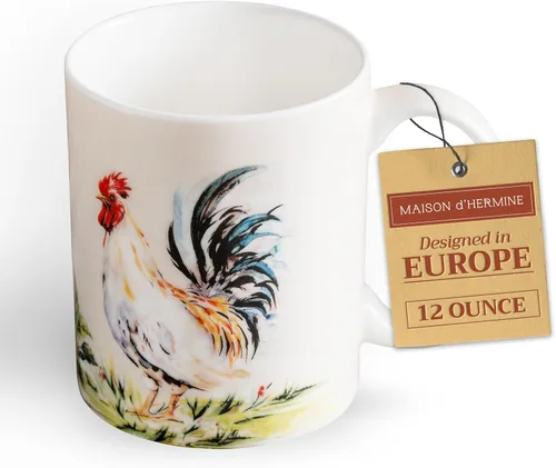 Vista 185 de Maison d' Hermine Taza de café con asas, tazas de porcelana fina de hueso, paquete de una taza de té para bebidas calientes, capuchino, latte