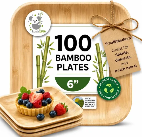 Vista 8 de KoalaLove - Platos de bambú desechables de hoja de palma de 2.5 pulgadas, platos compostables biodegradables, la mejor alternativa a los platos
