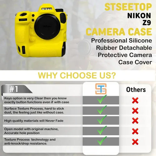 Vista 16 de Funda de cámara para Nikon Z9 - Funda protectora de silicona DSLR, jaula desmontable, a prueba de golpes, a prueba de polvo (negro)