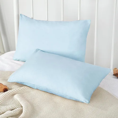 Vista 6 de TILLYOU Paquete de 2 fundas de almohada para niños pequeños con cierre de sobre, 13" x 18" de microfibra sedosa y suave, fundas de almohada de viaje