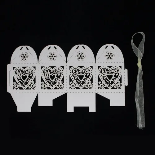 Vista 3 de Paquete de 50 cajas de dulces de boda con corazones cortados con láser, cajas de regalo pequeñas para bodas, despedidas de soltera, aniversarios, 01