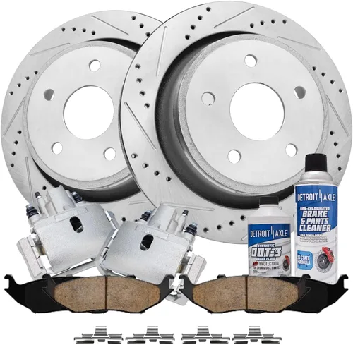 Vista 45 de Detroit Axle - 4 rotores de freno para Chevrolet Cruze 2014 2015 [modelos de motores de gas] Rotores de freno de disco perforados y ranurados