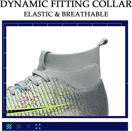 Vista 3 de HESBITEUL Zapatos de fútbol cómodos para hombre, para exteriores, interiores, para niños, para estudiantes de fútbol, zapatos deportivos de alta