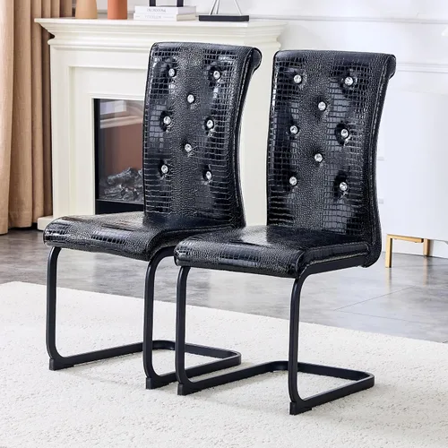 Vista 20 de gopop Juego de 2 sillas de comedor Juego de sillas de cocina modernas Cojín de piel sintética Patas de metal de alta resistencia Respaldo