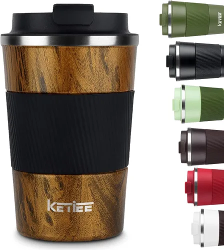 Vista 24 de KETIEE Taza de café de 12 oz: Taza de café con aislamiento al vacío y tapa a prueba de fugas, taza de viaje de acero inoxidable con doble pared
