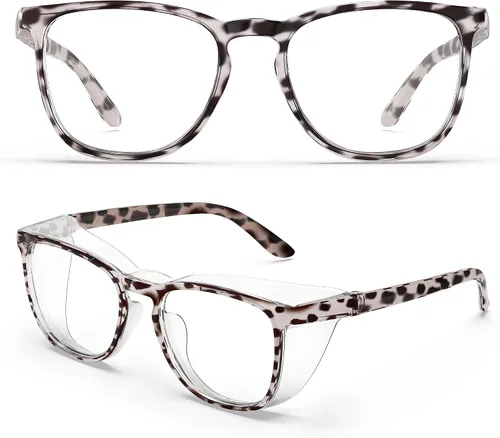 Vista 13 de TOREGE Gafas de seguridad, gafas protectoras de moda con lentes transparentes, antiniebla
