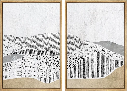 Vista 77 de SIGNWIN Lienzo enmarcado para pared, ilustraciones abstractas texturizadas en tonos beige terrosos, arte moderno, decorativo, contemporáneo