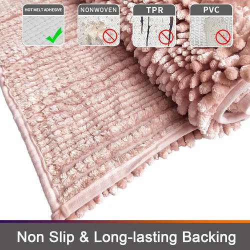 Vista 6 de Civkor Juegos de Alfombras de Baño Rosa de 2 Piezas, Alfombras para Inodoro en Forma de U Lavables con Respaldo Antideslizante, Bonitas Alfombras