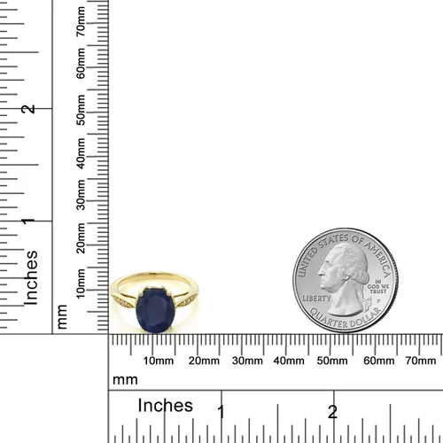 Vista 38 de Gem Stone King Anillo de compromiso de oro amarillo de 14 quilates de 2-3 quilates con piedra preciosa ovalada de 0.394 x 0.315 in y diamantes