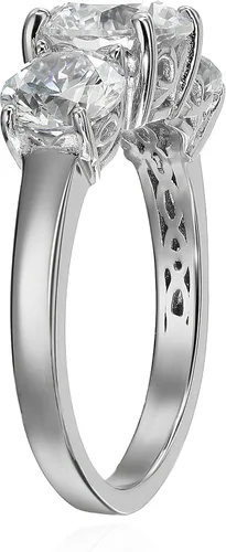 Vista 3 de Tienda Collection Platinum-Plated Sterling Silver Round 3-Stone Ring made with Infinite Elements Cubic Zirconia (2 cttw)