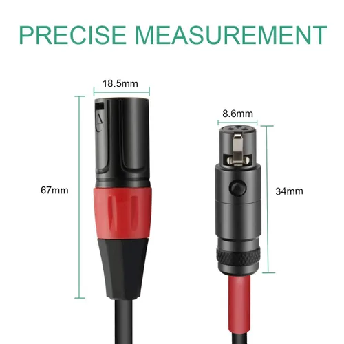 Vista 4 de Mini XLR hembra a regular XLR macho Pro Cable de micrófono de solapa