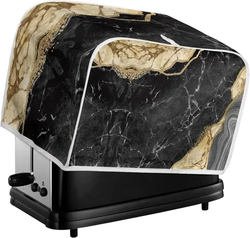 Vista 5 de JEOCODY Fundas para horno tostador para cocina, 2 rebanadas retro con estampado de mármol negro, cubierta antipolvo, lavable e impermeable