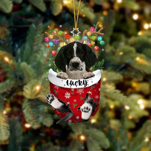 Vista 101 de Adorno de Navidad personalizado para perro Airedale Terrier en bolsillo de nieve, adorno para árbol de Navidad, idea de regalo para amantes