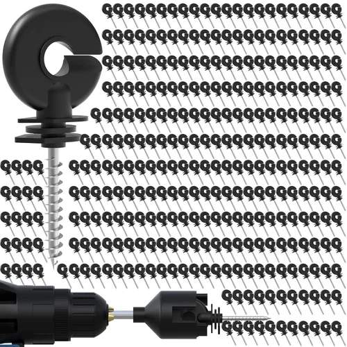 Vista 11 de NQN 30 Piezas Aisladores Negros para Cerca Eléctrica, Aislador de Rosca, Poste de Anillo para Cerca, Aislador para Poste de Madera y 1 Pieza