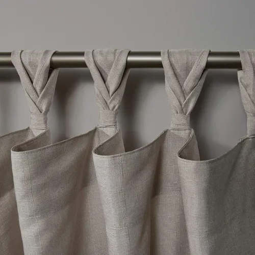 Vista 3 de Exclusive Home Loha - Par de paneles de cortinas trenzadas de lino con pestaña superior, 54 x 63 pulgadas, beige