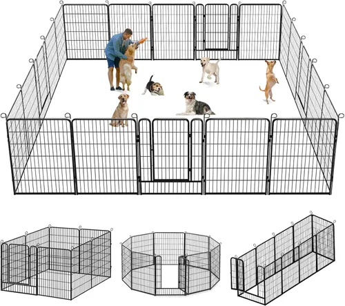 Vista 14 de Corralito para perros, 40 pulgadas de altura, 38 paneles de valla resistente para perros con puerta, corral de ejercicio antioxidante para perros