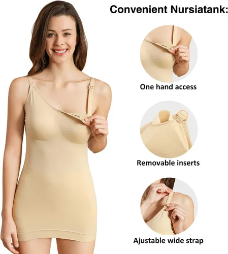 Vista 2 de iloveSIA 2Pack Seamless Nursing Cami Tank Top with Build-in Maternity Bra