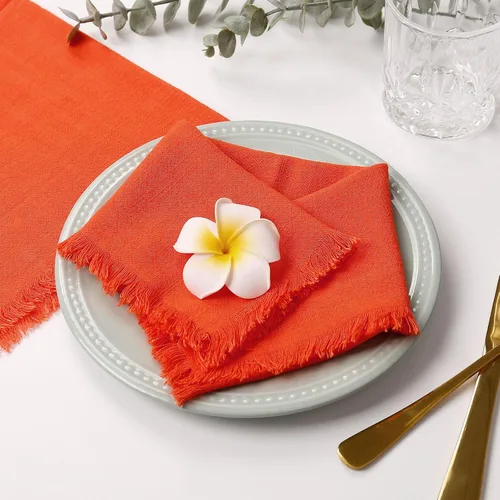 Vista 10 de Juego de 8 servilletas de tela de lino de algodón para el día de San Valentín, servilletas hechas a mano con flecos para bodas elegantes, Navidad