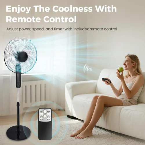 Vista 10 de Aottop Ventilador de pedestal de 16" con pantalla táctil y termómetro LED