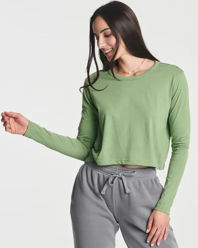 Vista 2 de Real Essentials Cultivo de algodón LS para mujer (disponible en tallas grandes)
