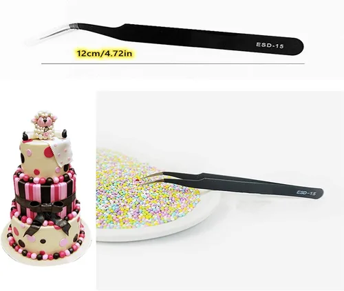 Vista 2 de Fondant Tool - Pinzas de cabeza afilada para perlas de azúcar, cuentas de caramelo, juego de 2