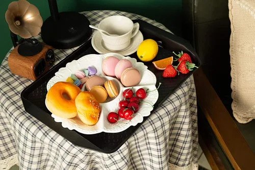 Vista 7 de Aebeky Bandeja de plástico para comida rápida, 16.7 x 11.8 pulgadas, juego de 12 (negro)