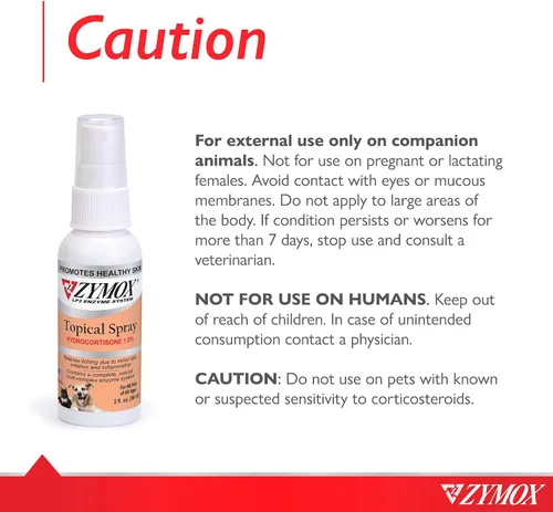 Vista 5 de Zymox Spray tópico para puntos calientes para perros y gatos con 1% de hidrocortisona, 2 onzas
