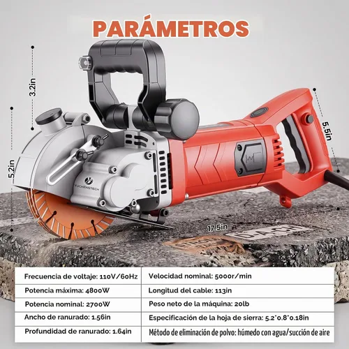Vista 3 de YUCHENGTECH Wall Chaser 4800W Máquina de corte de ranura de pared eléctrica Cortadora de ranurado de hormigón con línea de observación infrarroja