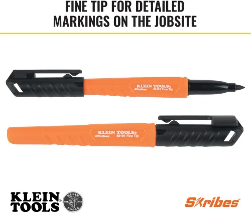Vista 3 de Klein Tools 8610112 Skribes Marcadores Permanentes de Punta Fina, Tinta de Grado Profesional, Marcador Multisuperficie para Sitios de Trabajo