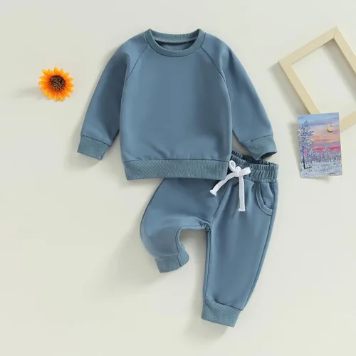 Vista 3 de Hoanselay Conjunto de sudadera de manga larga con capucha y pantalones de otoño e invierno para bebé niño