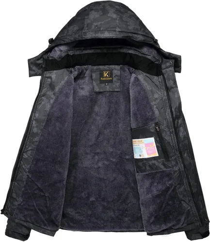 Vista 3 de Keevoom Chaquetas de invierno para hombre, abrigos de nieve para esquí, impermeables, con capucha, impermeables, para snowboard, rompevientos