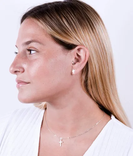 Vista 14 de Collar de cruz de oro para mujer, collares con colgante de cruz minimalista, longitud de 16 a 18 pulgadas, joyería cristiana hecha a mano, regalo