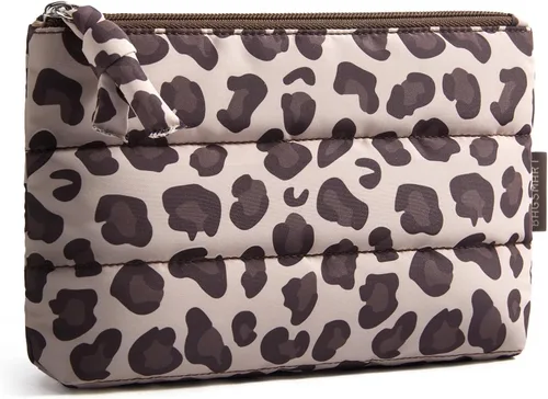 Vista 22 de BAGSMART Pequeña bolsa de maquillaje, neceser portátil esponjoso con cierre de cremallera con encanto, organizador de viaje resistente al agua