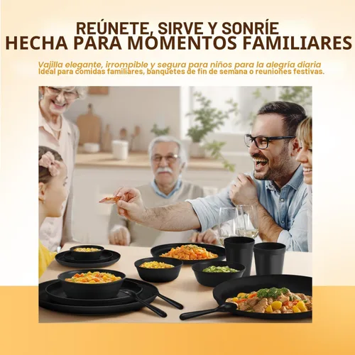 Vista 5 de Juego de vajilla para camping de RV de 40 piezas (servicio para 8), juego de platos y cuencos aptos para microondas con cubiertos, platos