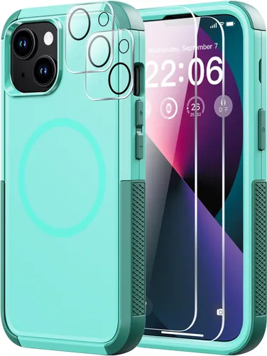 Vista 55 de Diverbox Funda para iPhone 13 [compatible con MagSafe] [con protector de pantalla] [a prueba de golpes] [a prueba de caídas] Funda de protección