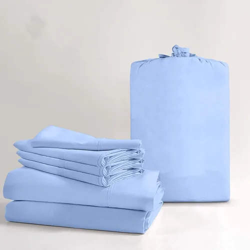 Vista 19 de Juego de sábanas de 100% algodón orgánico certificado real, 6 piezas, 1000 hilos, 1 sábana bajera + 1 encimera + 4 fundas de almohada, se adapta a