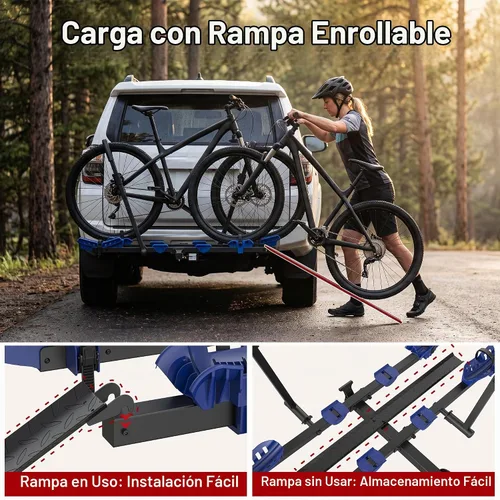 Vista 3 de MOSTPLUS 2-Bike Hitch Ebike Rack with Loading Ramp Fits 2" Receiver 170lbs