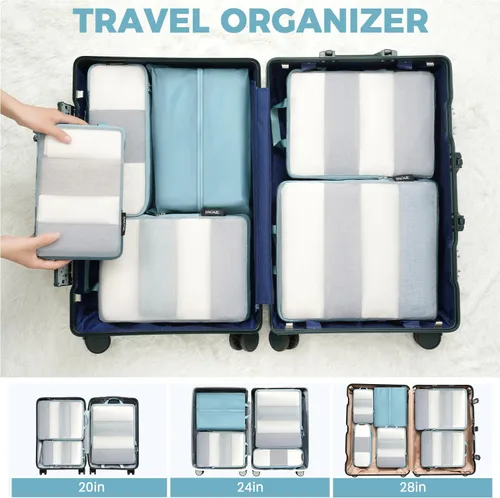Vista 54 de BAGAIL 4 Set/6 Set Ultraligero Compresión Embalaje Cubos Organizador de Embalaje para Accesorios de Viaje Equipaje Maleta Mochila