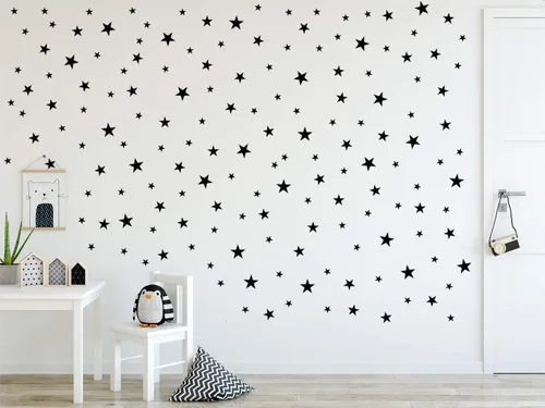 Vista 5 de Calcomanías de estrella negra para decoración de guardería, calcomanías removibles para despegar y pegar, calcomanías de vinilo para decoración