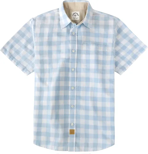 Vista 27 de Dubinik® Camisas de manga corta con botones para hombre, 100% algodón, a cuadros, camisas casuales con bolsillo