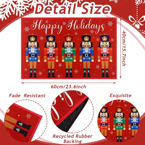 Vista 3 de Minatee Tapete Cascanueces Tapete de Puerta Felices Fiestas Tapete Lavable Antideslizante Alfombras de Piso Tapete de Piso Soldado de Navidad
