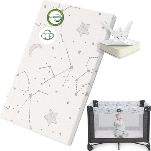 Vista 10 de YENING Funda de colchón Pack and Play transpirable 38x26 impermeable para bebé, cubrecolchón para Pack N Play, impermeable, paquete de 2