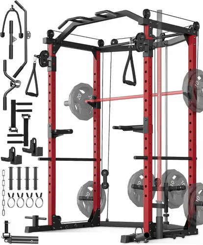 Vista 10 de GarveeLife Power Cage, Multi-Functional Power Racks for Home Gym with Cable Crossover System, 1600 LBS Weight Capacity Fitness Squat Rack for