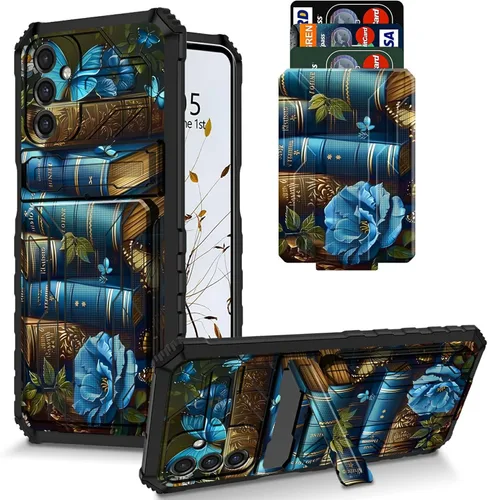 Vista 46 de Funda para Galaxy S21 FE 5G 2022 con soporte, funda de doble capa de policarbonato duro de TPU suave, estampado de vaca, estampado animal