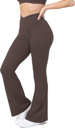 Vista 95 de HEGALY Pantalones de yoga acampanados para mujer, leggings cruzados, suaves, de cintura alta, pantalones casuales de entrenamiento con corte de bota