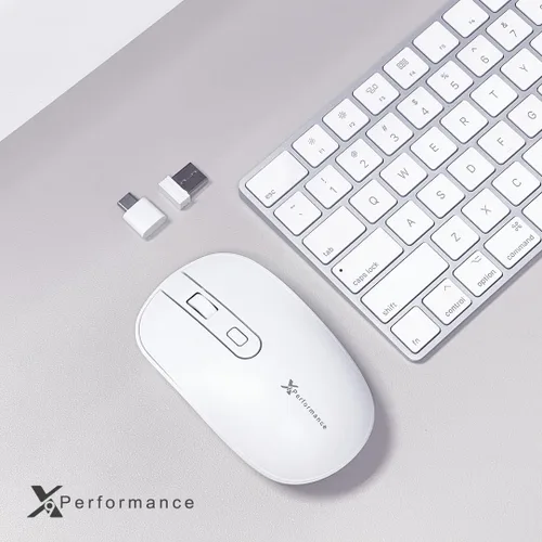 Vista 7 de X9 Performance Ratón USB C inalámbrico con USB y receptor tipo C – Gran mouse inalámbrico para múltiples dispositivos – 2.4G RF blanco USB tipo C